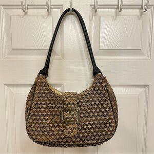 Vintage 90’s Christina Beaded Hobo‎ brass buckle Shoulder Bag